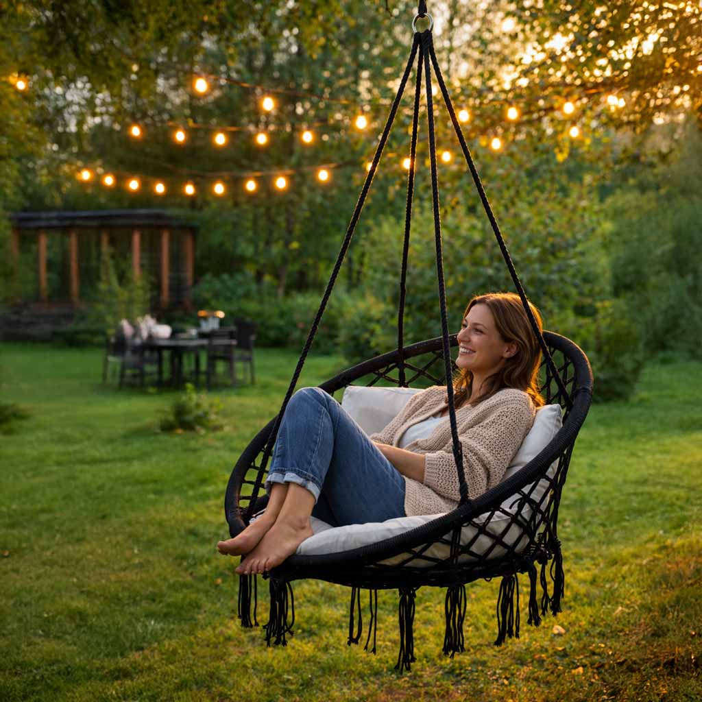 LUARO ljuljačka, rodino gnijezdo, crna, 80 cm, 150 kg