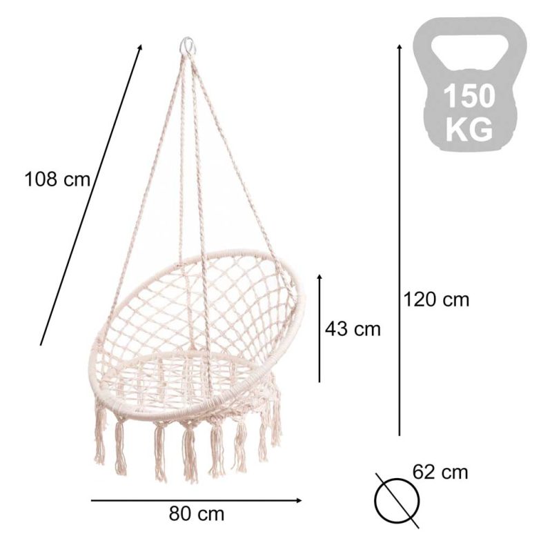 LUARO ljuljačka, rodino gnijezdo, ecru, 80 cm, 150 kg