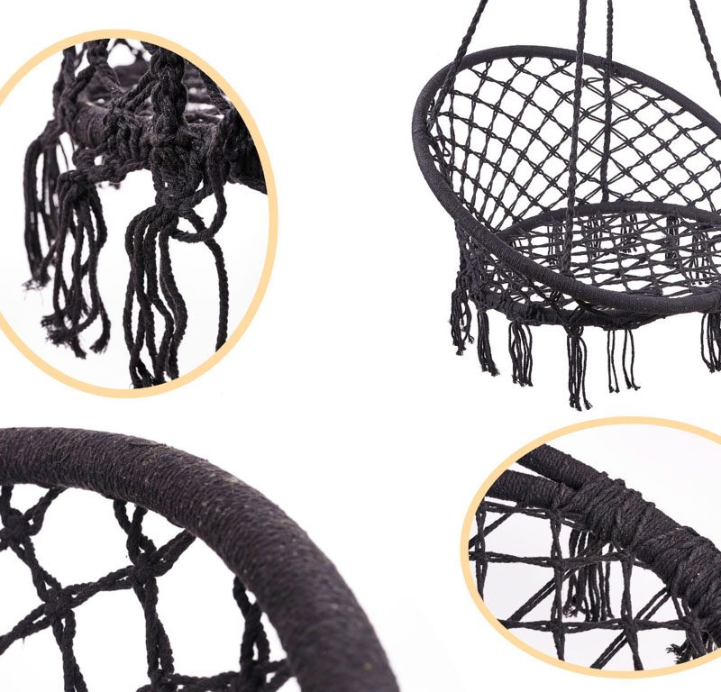 LUARO ljuljačka, rodino gnijezdo, crna, 80 cm, 150 kg