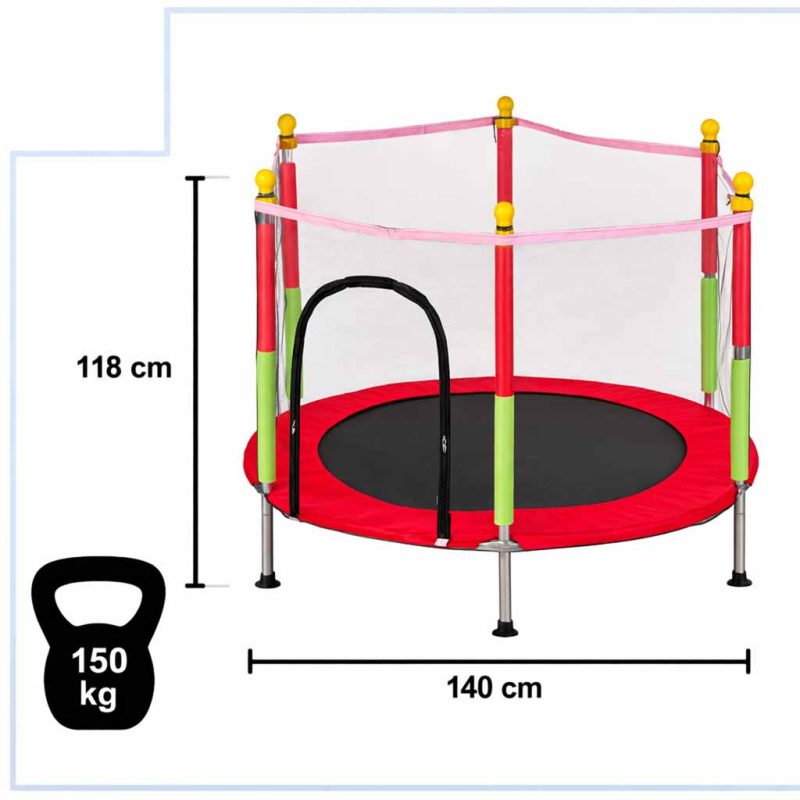 Dječji trampolin za kuću ili vrt 140 cm crvene boje