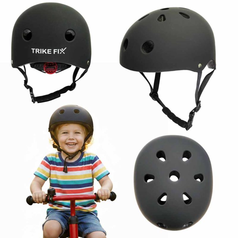 Dječja podesiva biciklistička kaciga Trike Fix, LED, veličina M, 55-58 cm, crna