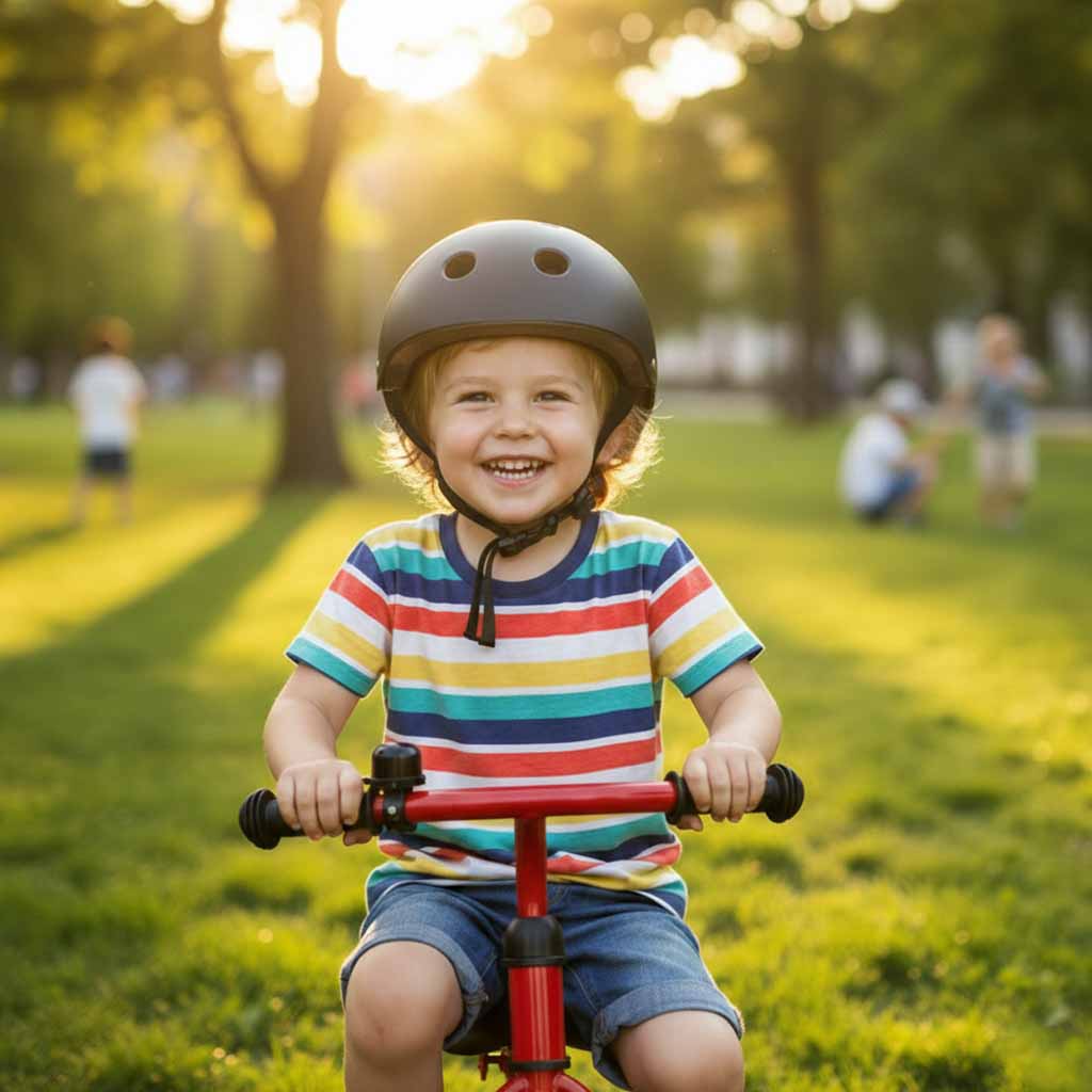 Dječja podesiva biciklistička kaciga Trike Fix, LED, veličina M, 55-58 cm, crna