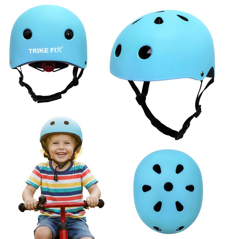 Dječja podesiva biciklistička kaciga Trike Fix, LED, veličina M, 55-58 cm, plava
