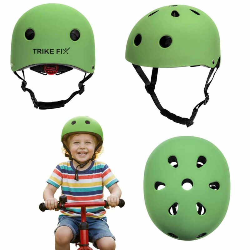 Dječja podesiva biciklistička kaciga Trike Fix, LED, veličina M, 55-58 cm, tamno zelena