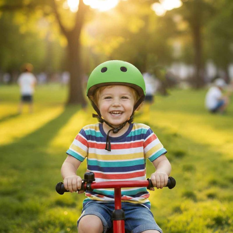 Dječja podesiva biciklistička kaciga Trike Fix, LED, veličina M, 55-58 cm, tamno zelena