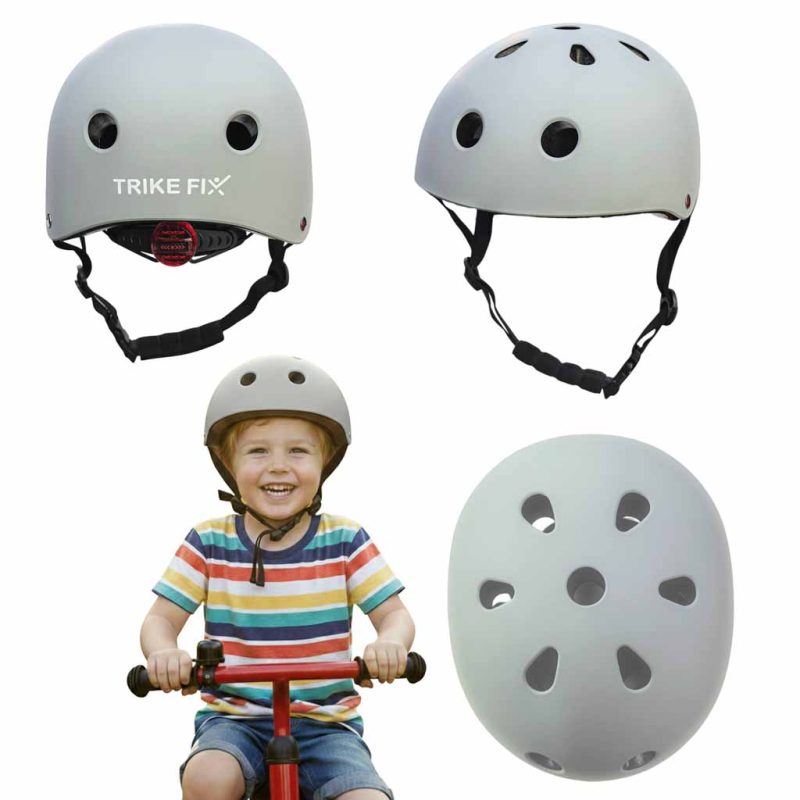 Dječja podesiva biciklistička kaciga Trike Fix, LED, veličina M, 55-58 cm, tamno siva