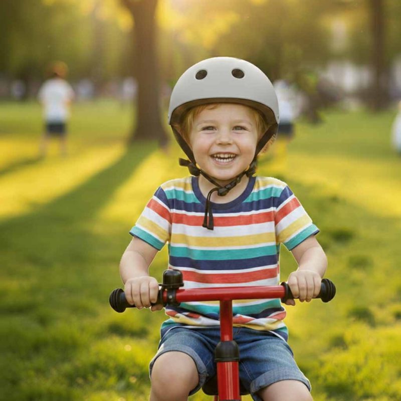 Dječja podesiva biciklistička kaciga Trike Fix, LED, veličina M, 55-58 cm, tamno siva