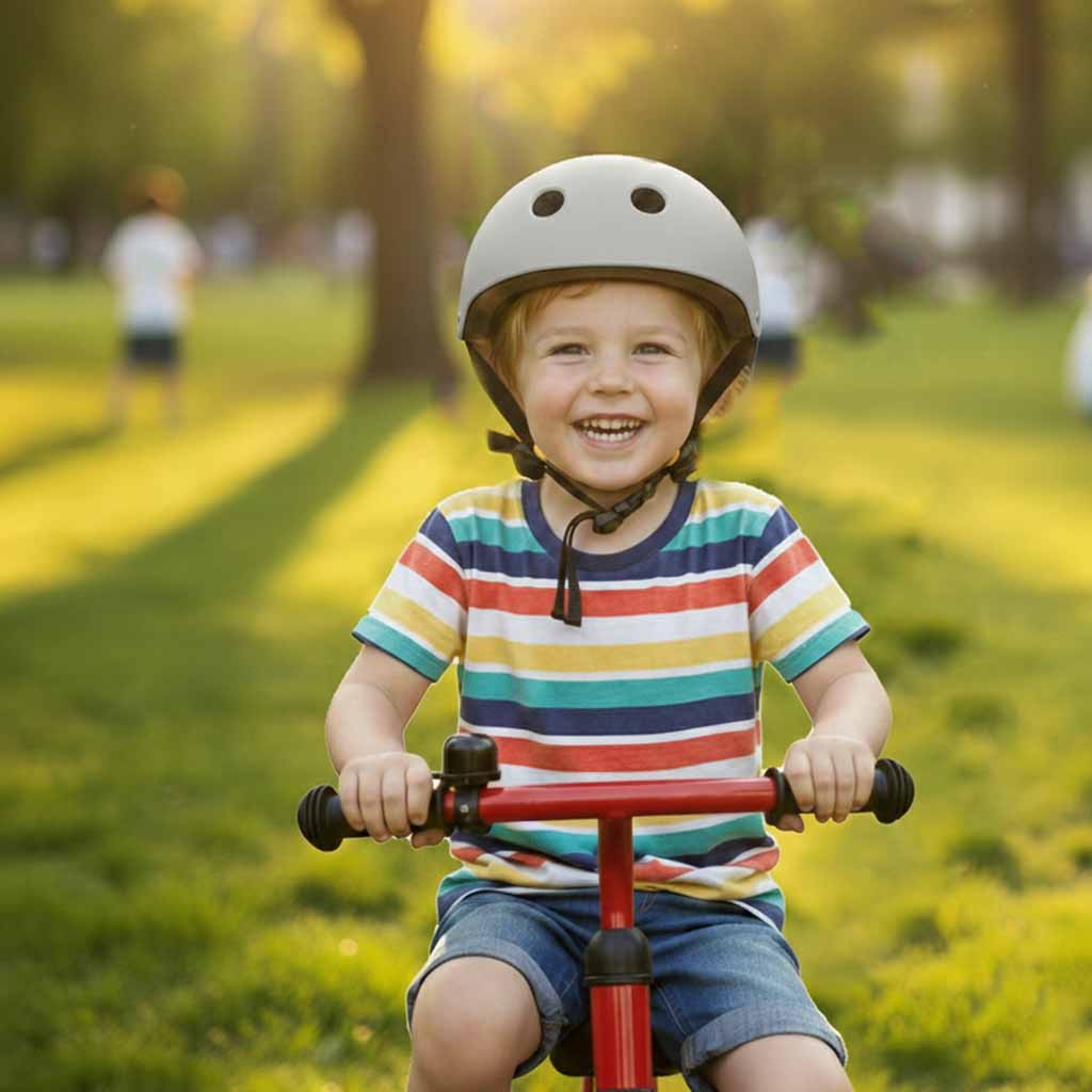 Dječja podesiva biciklistička kaciga Trike Fix, LED, veličina M, 55-58 cm, tamno siva