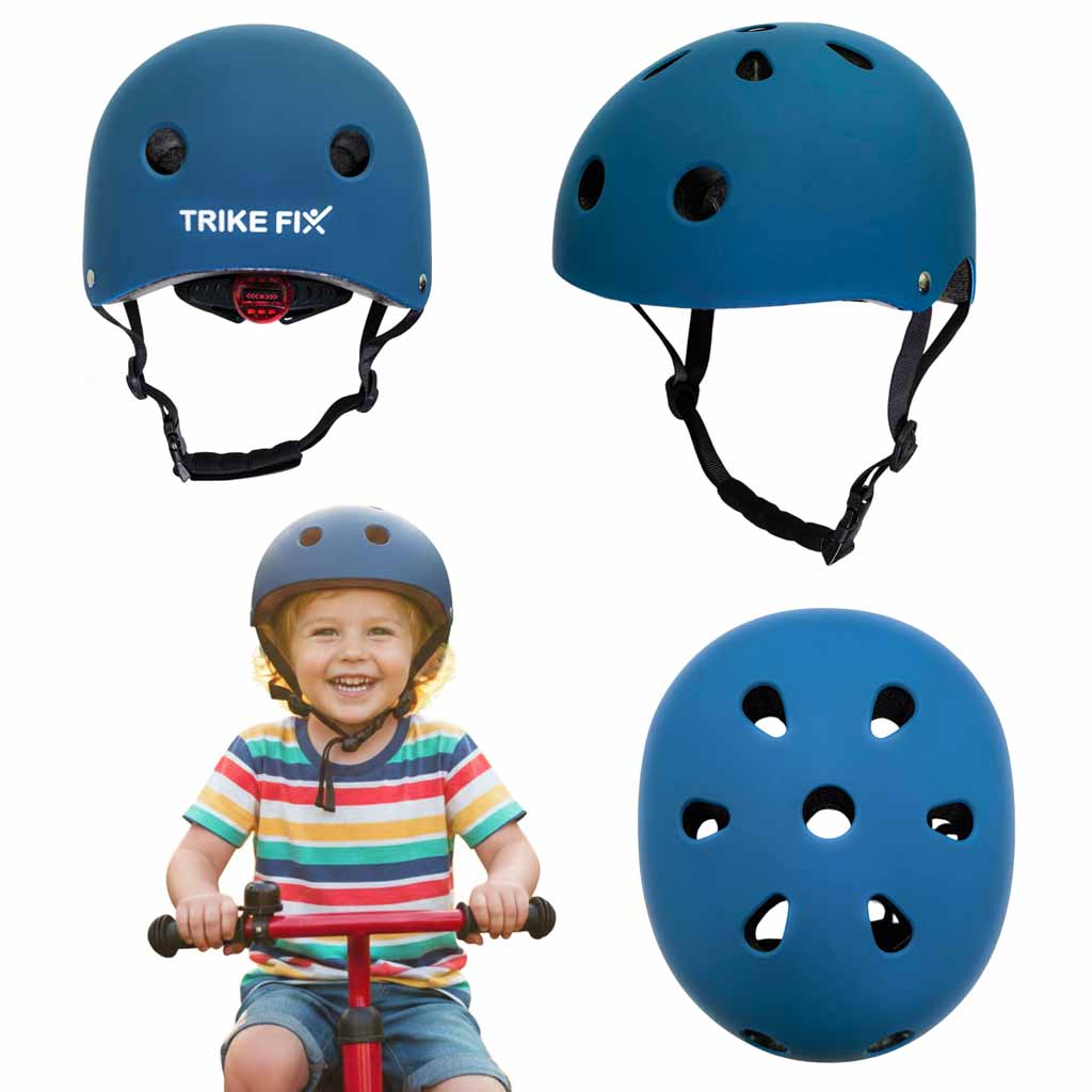 Dječja podesiva biciklistička kaciga Trike Fix, LED, veličina M, 55-58 cm, mornarsko plava