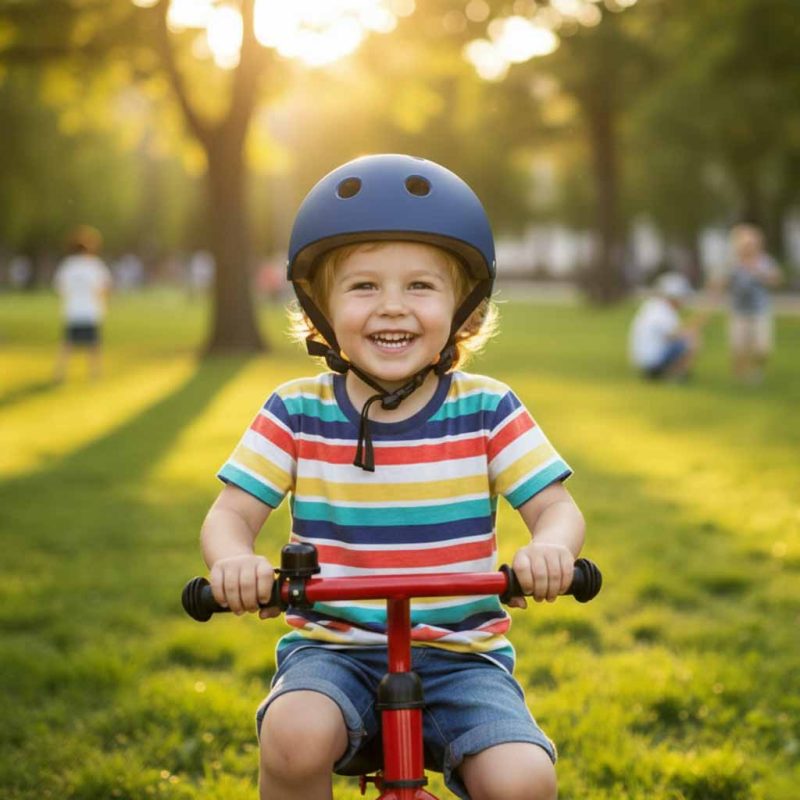 Dječja podesiva biciklistička kaciga Trike Fix, LED, veličina M, 55-58 cm, mornarsko plava