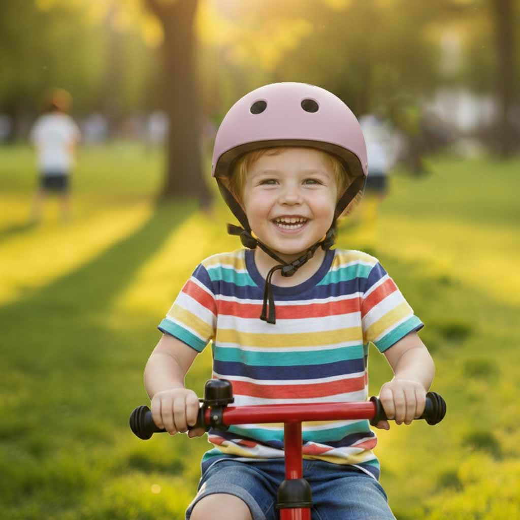 Dječja podesiva biciklistička kaciga Trike Fix, LED, veličina M, 55-58 cm, ljubičasta