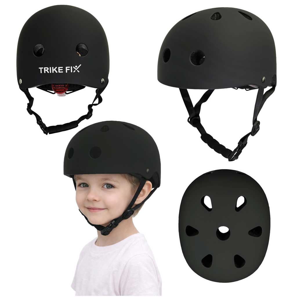 Dječja podesiva biciklistička kaciga Trike Fix, LED, veličina S, 48-54 cm, crna