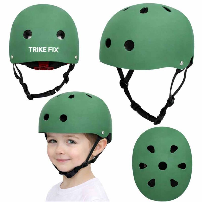 Dječja podesiva biciklistička kaciga Trike Fix, LED, veličina S, 48-54 cm, tamno zelena