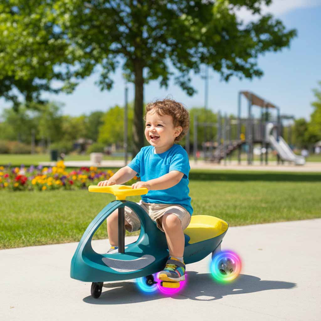 Wiggle swing automobil sa svijetleći kotačima LED zeleno žuto
