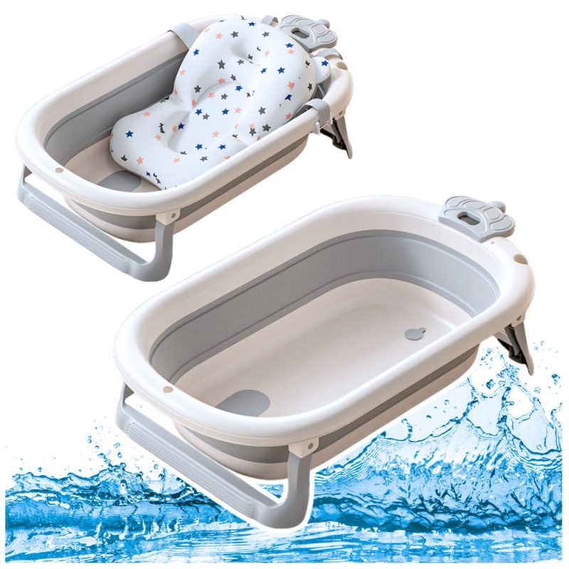 Dječja kada s termometrom, sklopivi madrac, zvijezde, siva