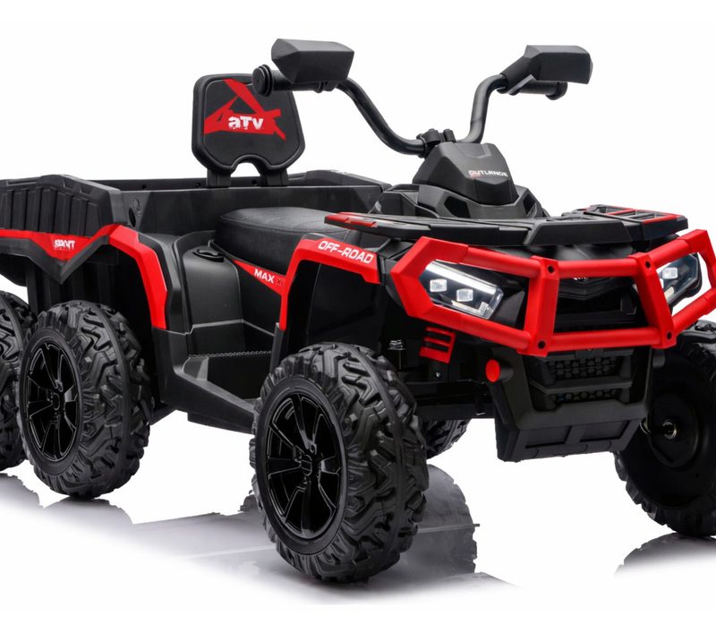 Vozilo na akumulator Quad ATV 6 kotača s prikolicom JC606 24V 4x4 crveni