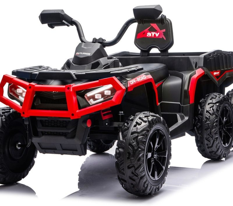 Vozilo na akumulator Quad ATV 6 kotača s prikolicom JC606 24V 4x4 crveni