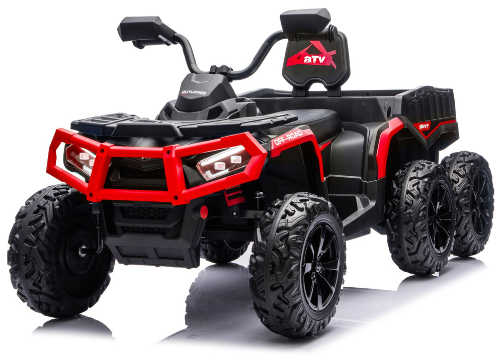 Vozilo na akumulator Quad ATV 6 kotača s prikolicom JC606 24V 4x4 crveni