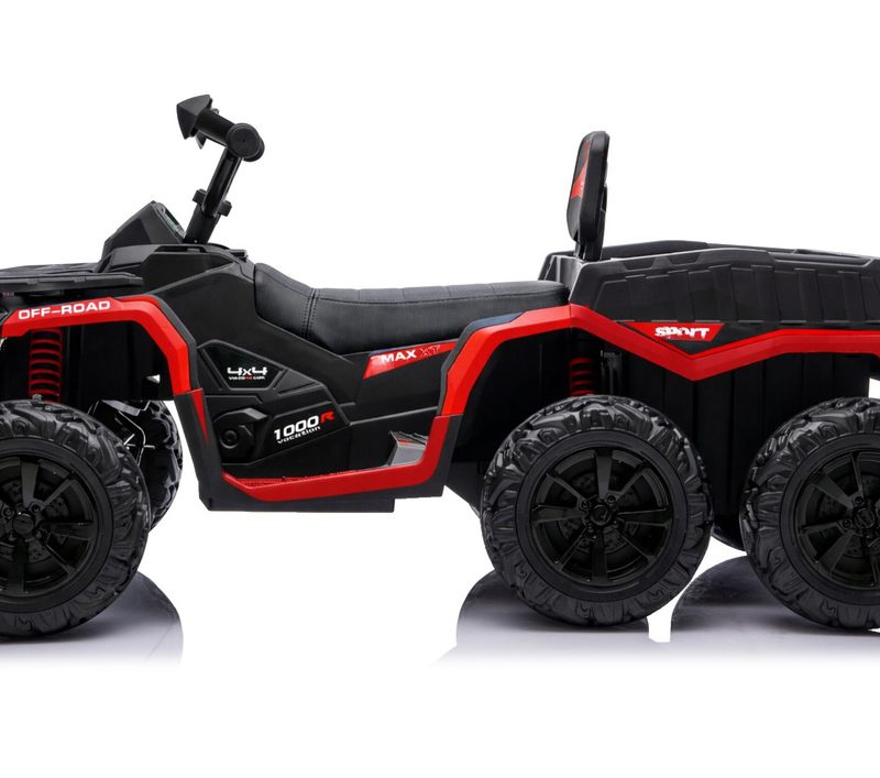 Vozilo na akumulator Quad ATV 6 kotača s prikolicom JC606 24V 4x4 crveni