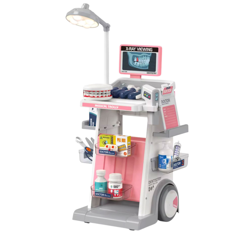 Doktor Stomatolog Set Medicinska Kolica Svjetla Roza 26 Kom