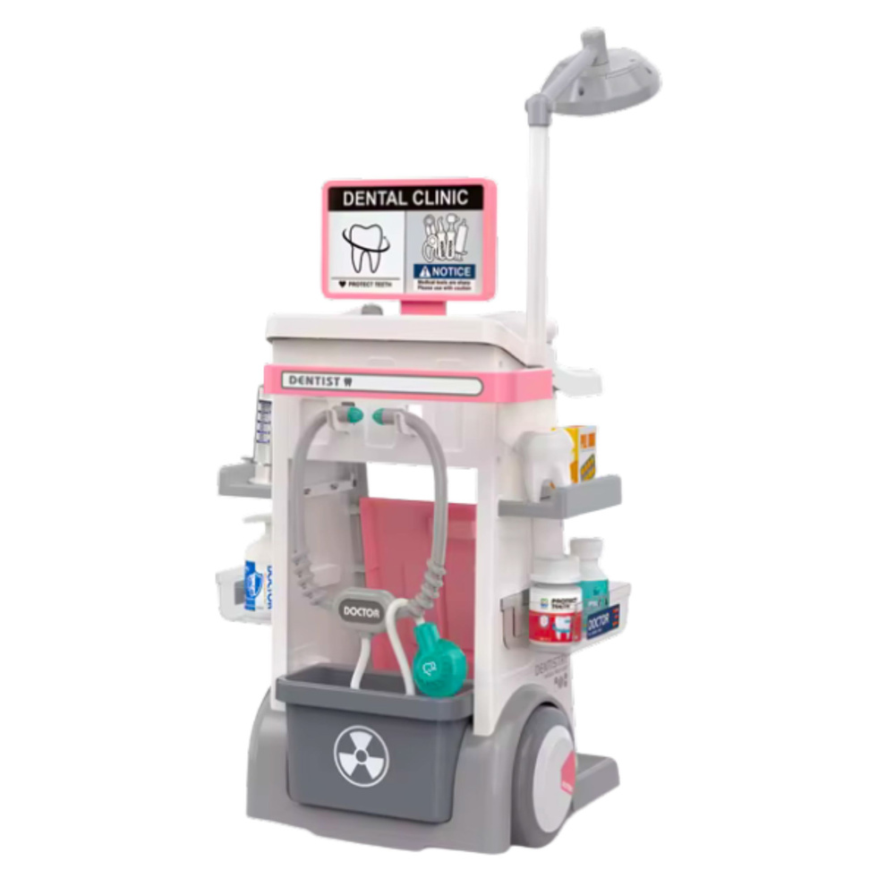 Doktor Stomatolog Set Medicinska Kolica Svjetla Roza 26 Kom