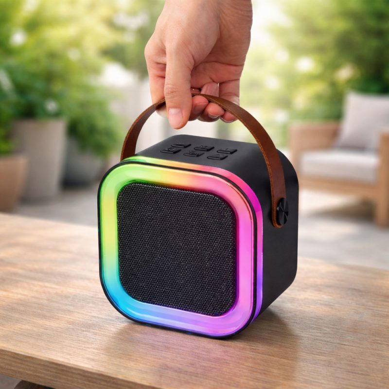 Karaoke zvučnik s 2 mikrofona BLUETOOTH USB LED CRNI