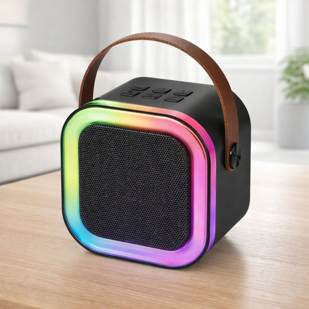 Karaoke zvučnik s 2 mikrofona BLUETOOTH USB LED CRNI