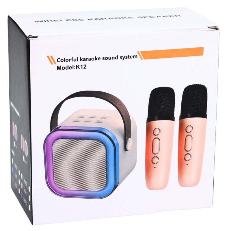 Karaoke zvučnik s 2 mikrofona BLUETOOTH USB LED CRNI