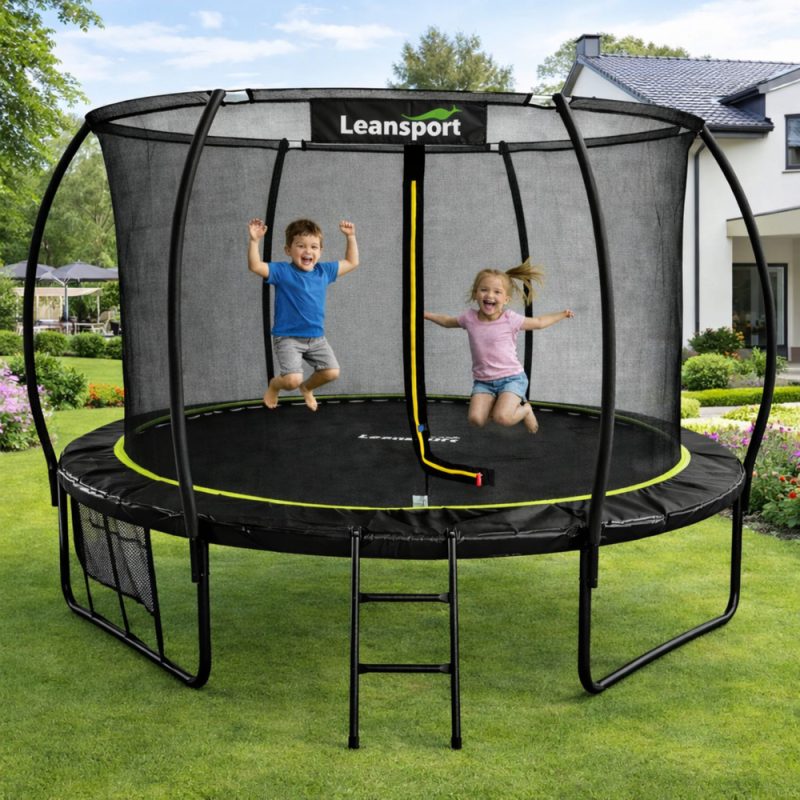 Vrtni trampolin s unutarnjom mrežom crno-zelene boje 252 cm
