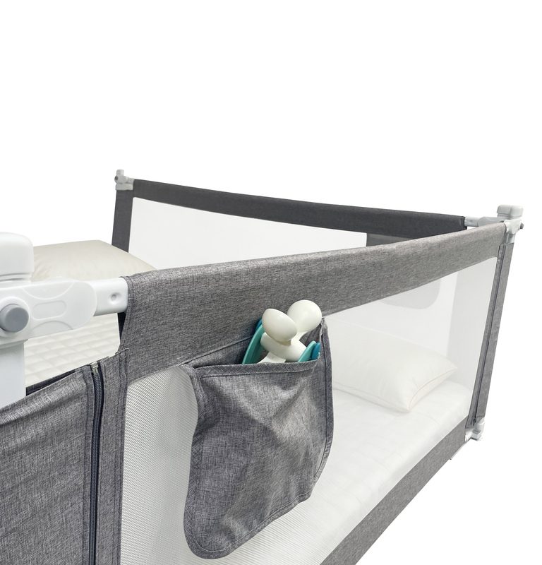 Bed-railing-safety-locking-guard-rail-200cm-grey-183963 Sigurnosna ograda za krevet s bravom 200 cm, siva
