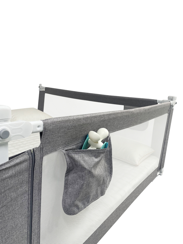 Sigurnosna ograda za krevet s bravom 200 cm, siva