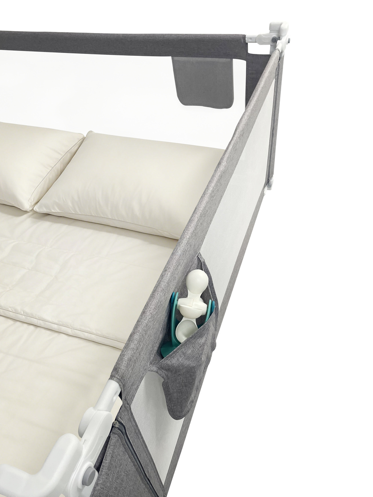 Bed-railing-safety-locking-guard-rail-200cm-grey-183964 Sigurnosna ograda za krevet s bravom 200 cm, siva