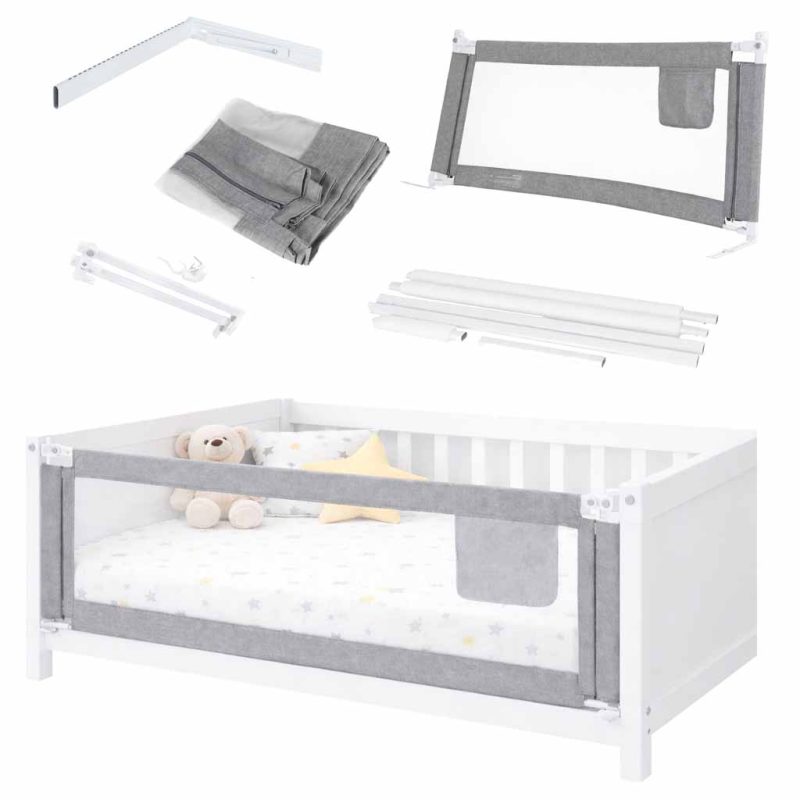 Bed-railing-safety-locking-guard-rail-200cm-grey-186116 Sigurnosna ograda za krevet s bravom 140 cm, siva