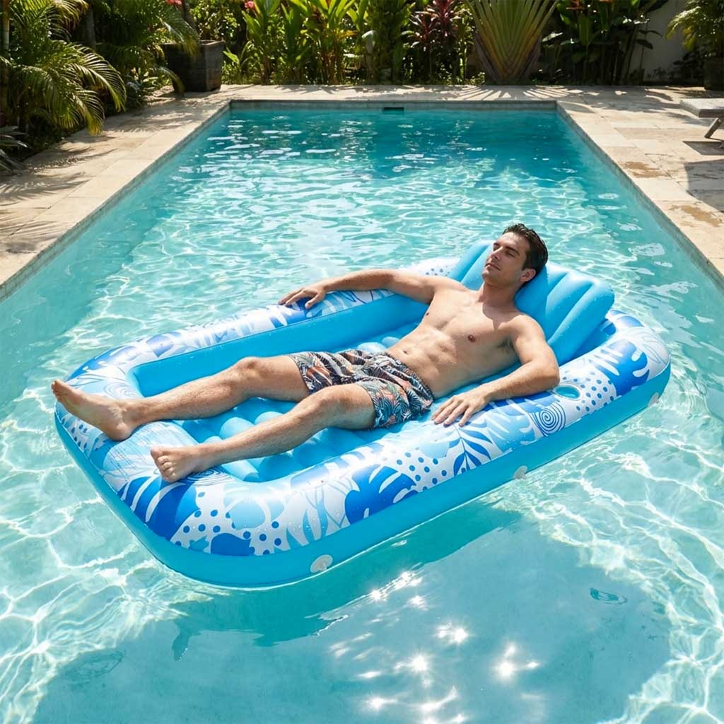 Napuhana ležaljka madrac za plivanje i jastuk 175 cm, plava