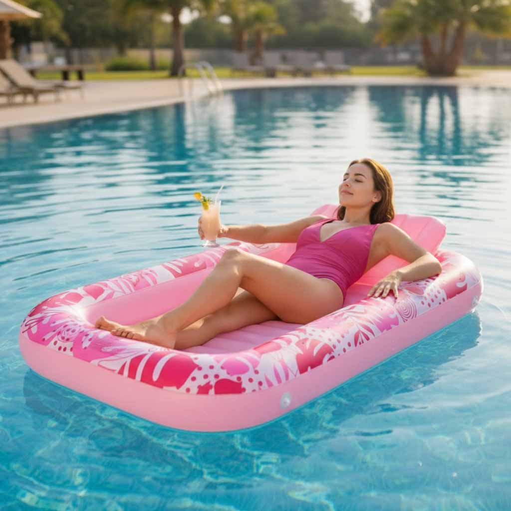 Napuhana ležaljka madrac za plivanje i jastuk 175 cm, ružičasta