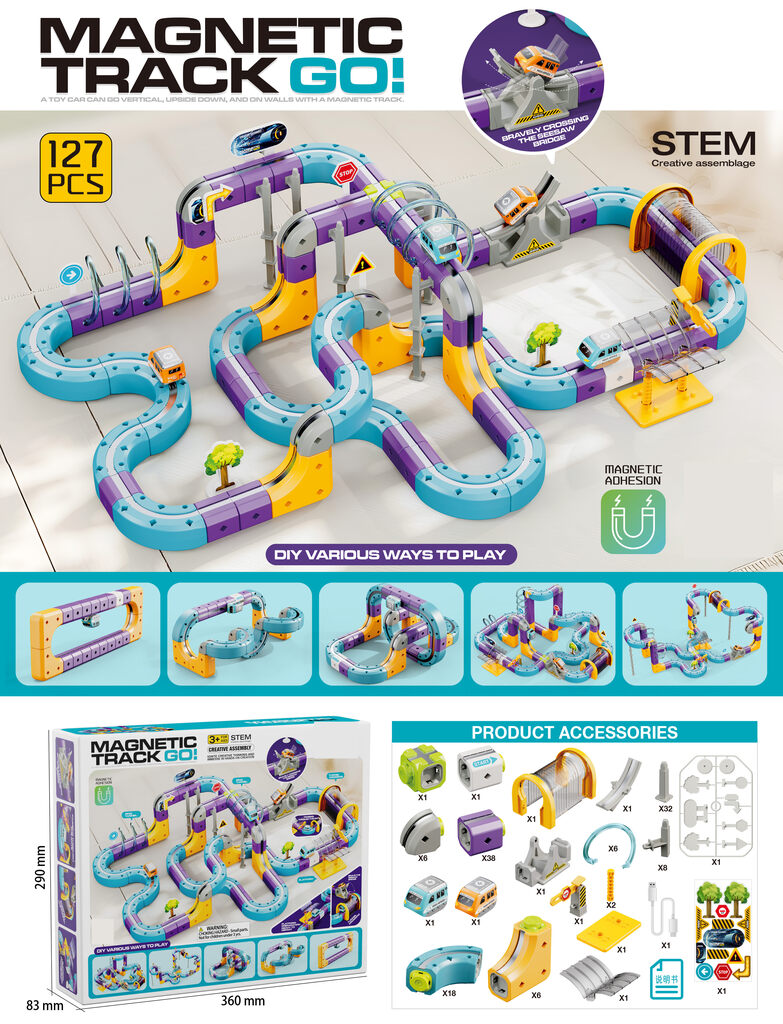 Set magnetskih blokova za trkaću stazu sa 127 dijelova