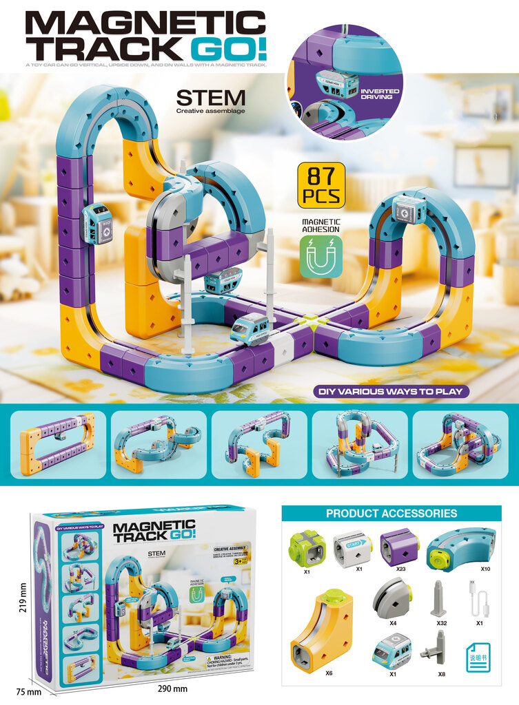 Set magnetskih blokova za trkaću stazu sa 87 dijelova