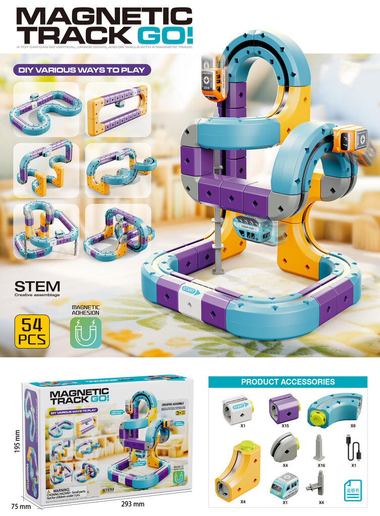 Set magnetskih blokova za trkaću stazu sa 54 dijelova