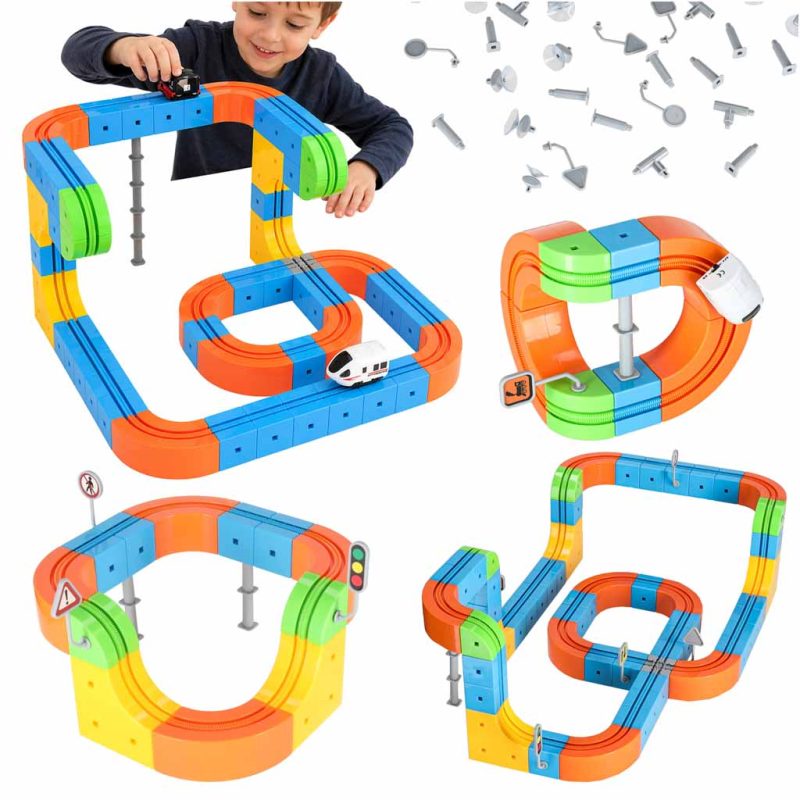 Set magnetskih blokova za trkaću stazu i vlakove, 101 dio