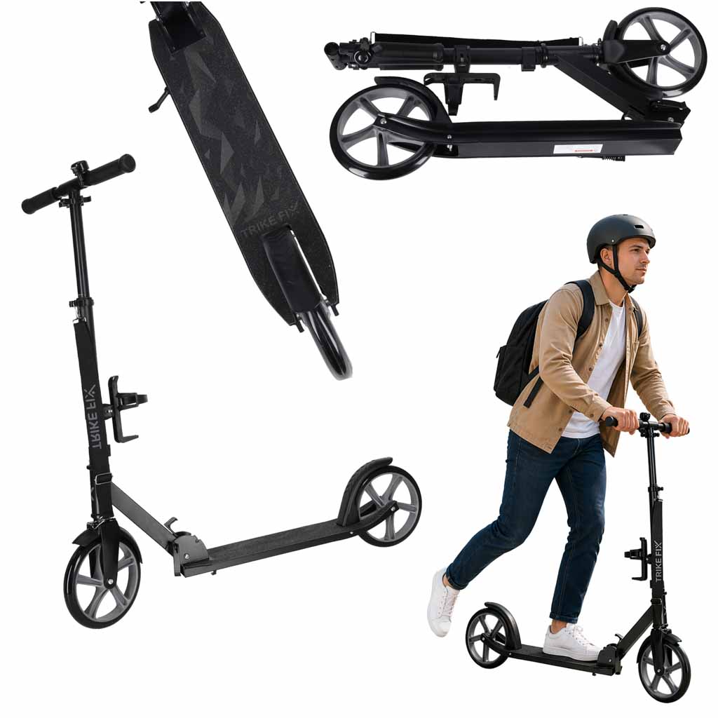 Trike Fix gradski skuter sklopivi s kotačima 200 mm, sivi