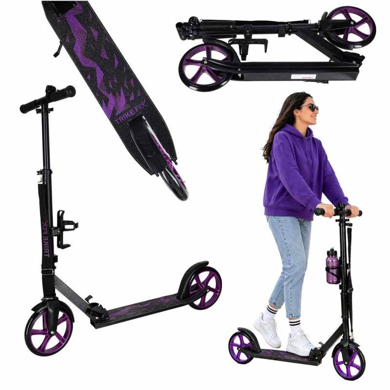 Trike Fix gradski skuter sklopivi s kotačima 200 mm, ljubičasti