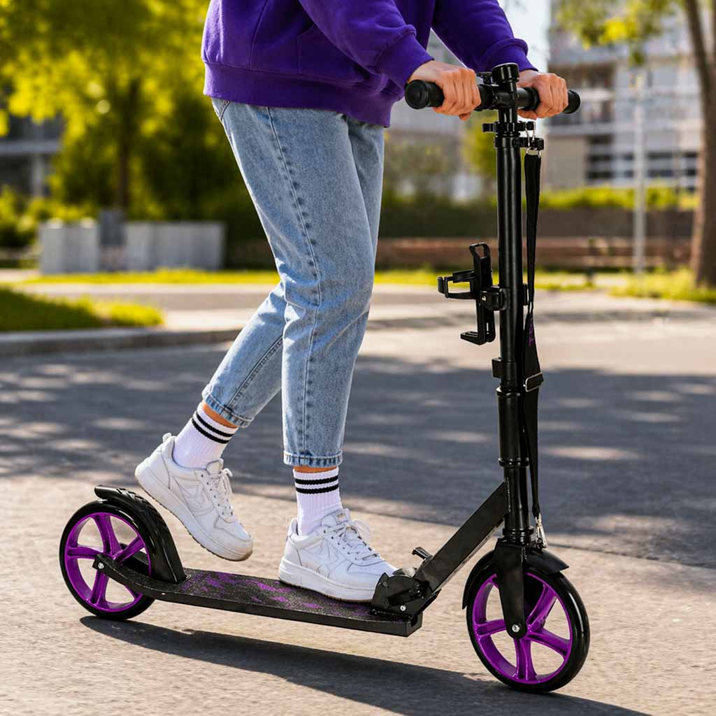 Trike Fix gradski skuter sklopivi s kotačima 200 mm, ljubičasti