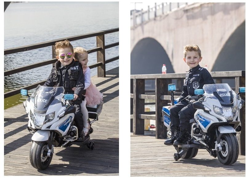 Policijski BMW motor na akumulator bijeli