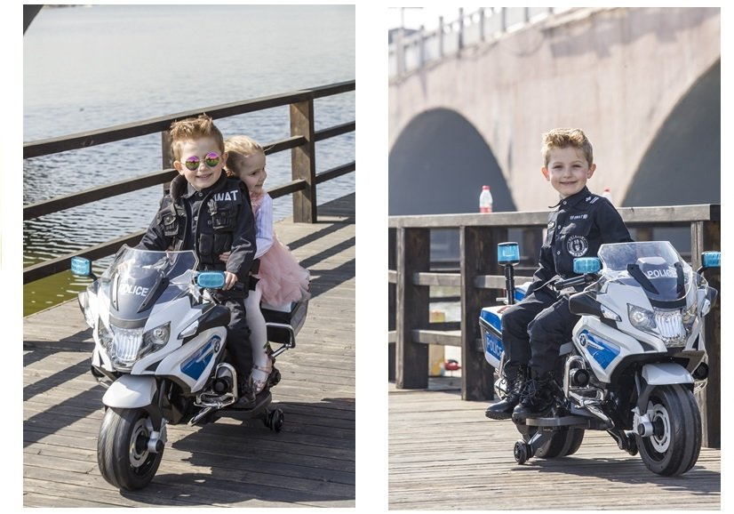 Policijski BMW motor na akumulator bijeli