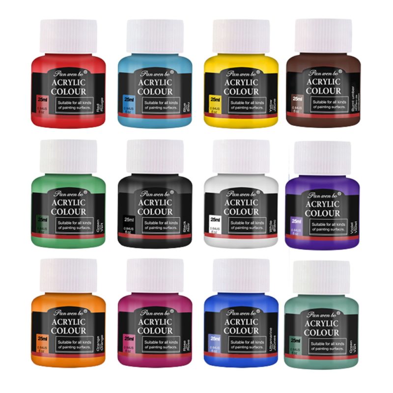 Set keramičkih boja za porculan, staklo i keramiku, kist, 12 kom., 25 ml