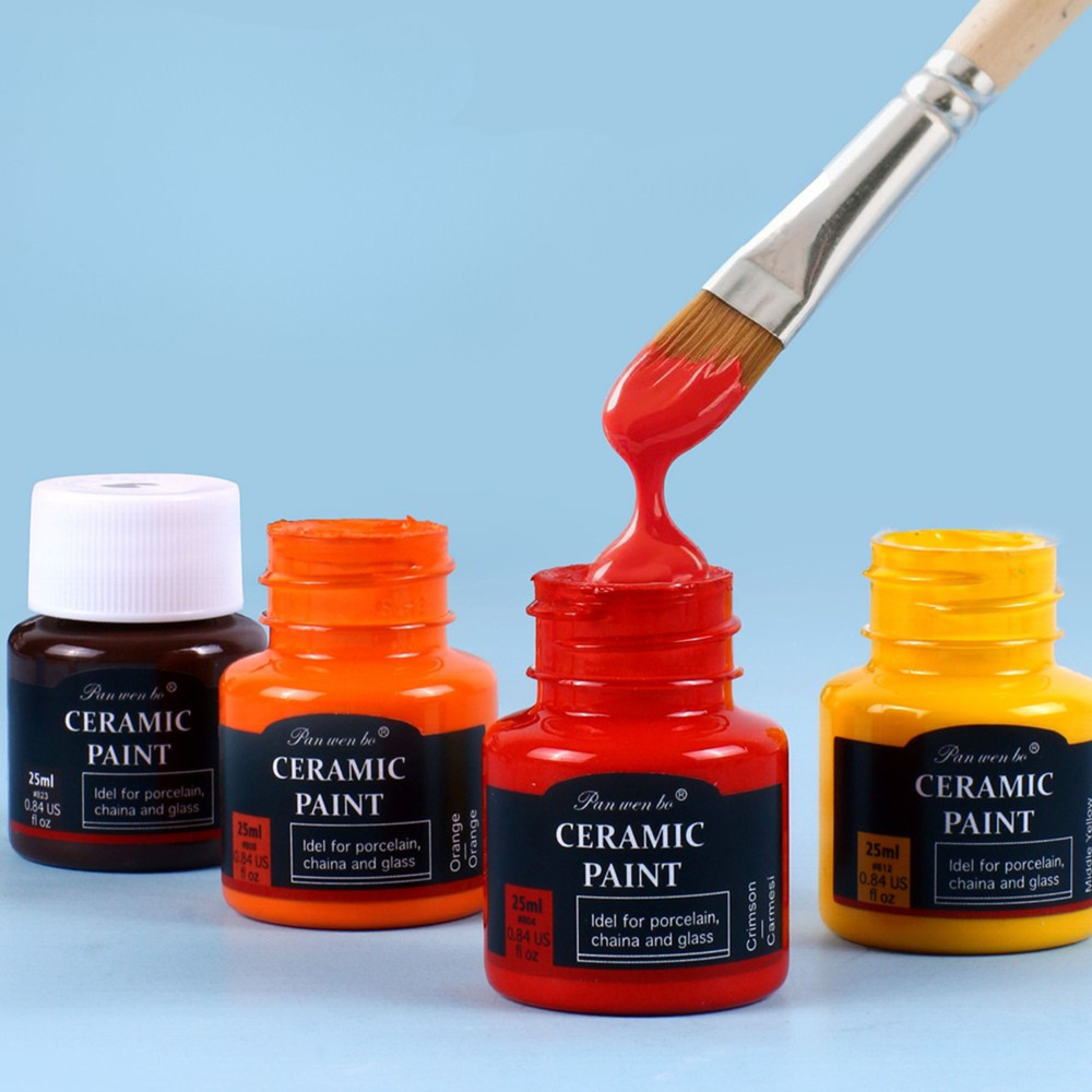 Set keramičkih boja za porculan, staklo i keramiku, kist, 12 kom., 25 ml