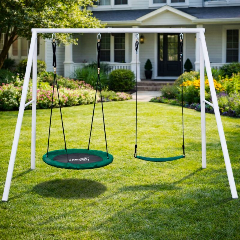 Vrtna ljuljačka Rodino gnijezdo s okvirom 2 u 1, bijela, 210 x 170 cm