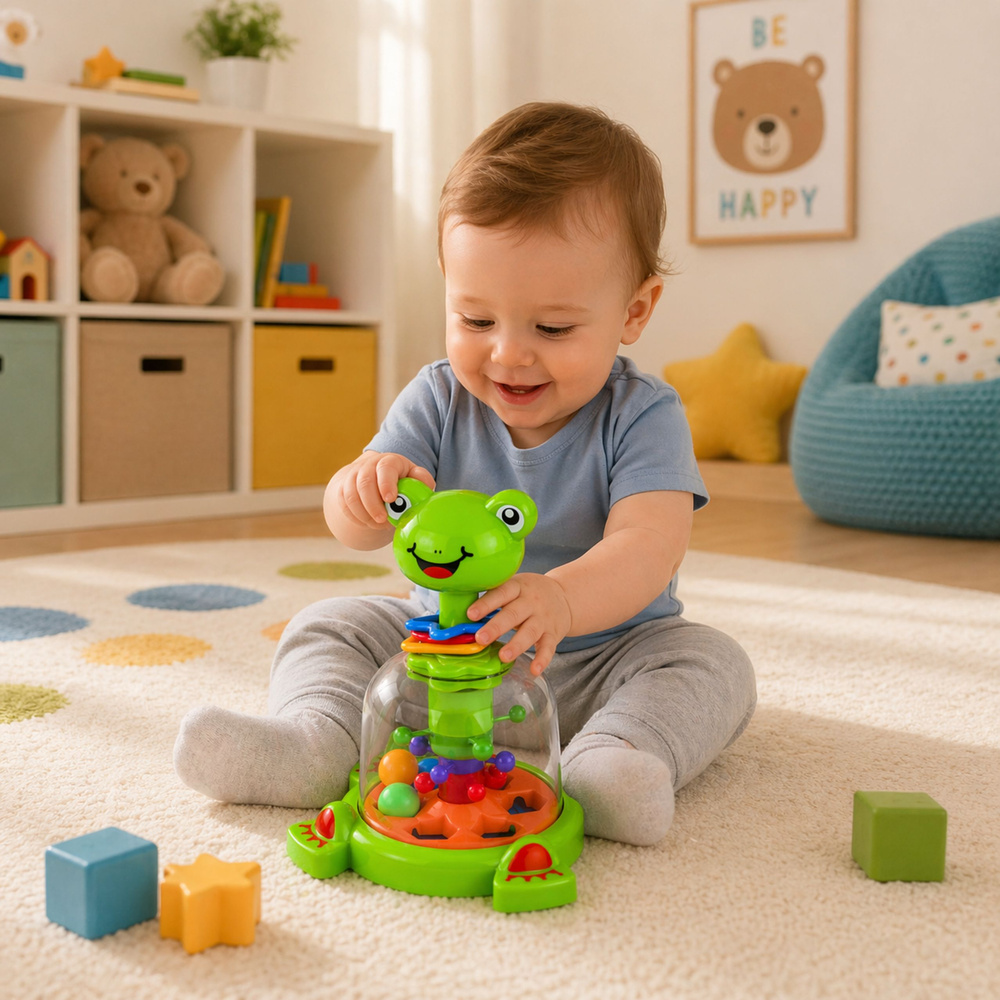 Interaktivni vrtuljak s lopticama za bebe Žaba