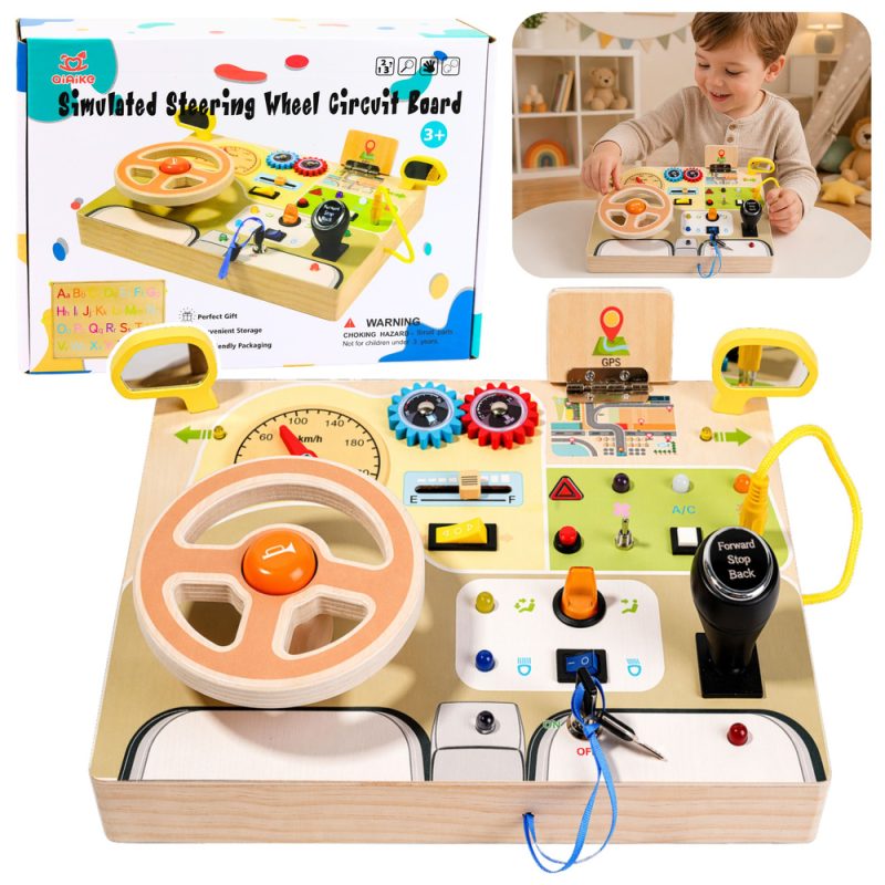 Interaktivna manipulativna edukativna drvena ploča s tipkama za volan
