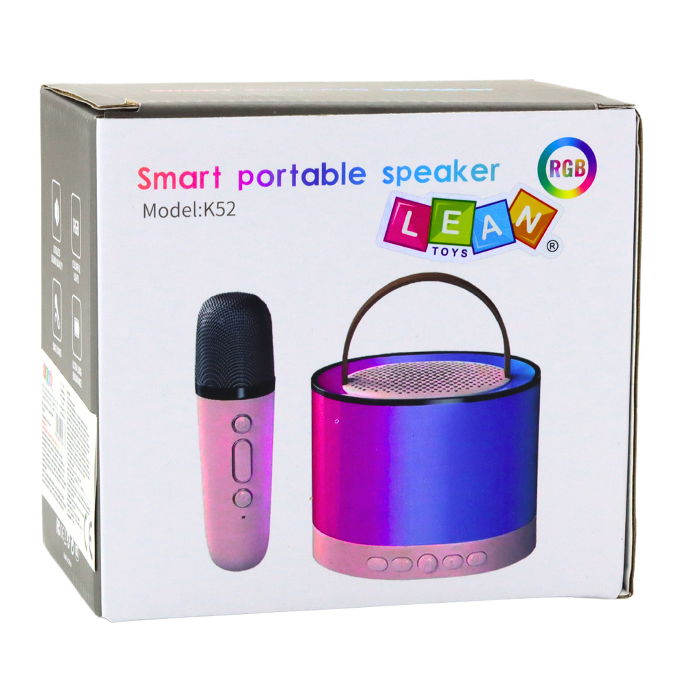 Karaoke komplet Zvučnik Mikrofon Bežični K52 RGB Bluetooth Roza